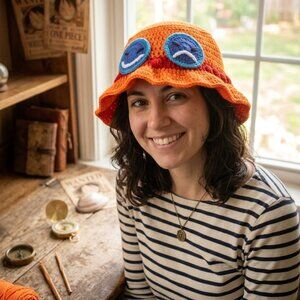 Handmade Crochet  Ace Styles Anime Cosplay Bucket Hat New